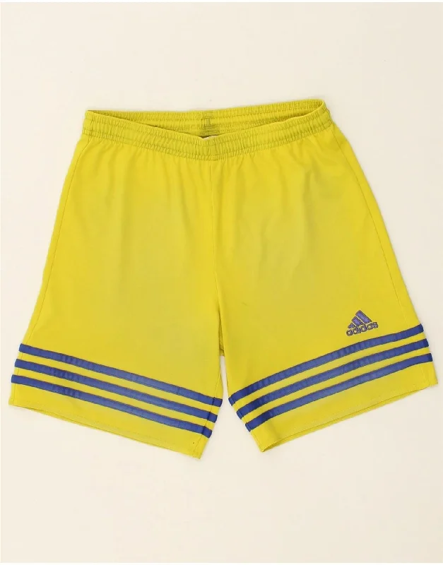 ADIDAS Boys Climalite Sport Shorts 11-12 Years Large Yellow Polyester