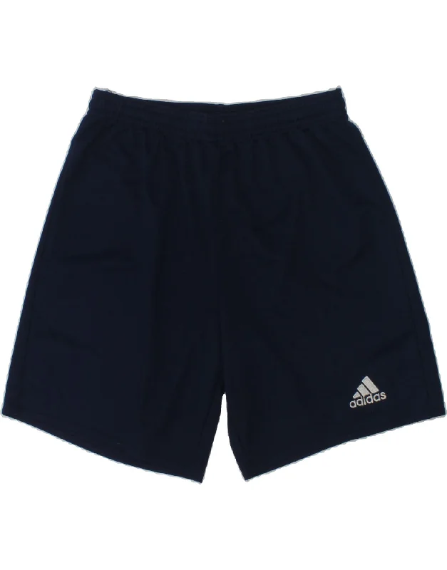 ADIDAS Boys Climalite Sport Shorts 11-12 Years Navy Blue Polyester