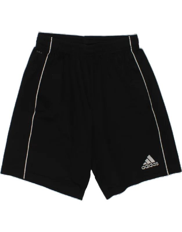 ADIDAS Boys Climalite Sport Shorts 13-14 Years Black Polyester