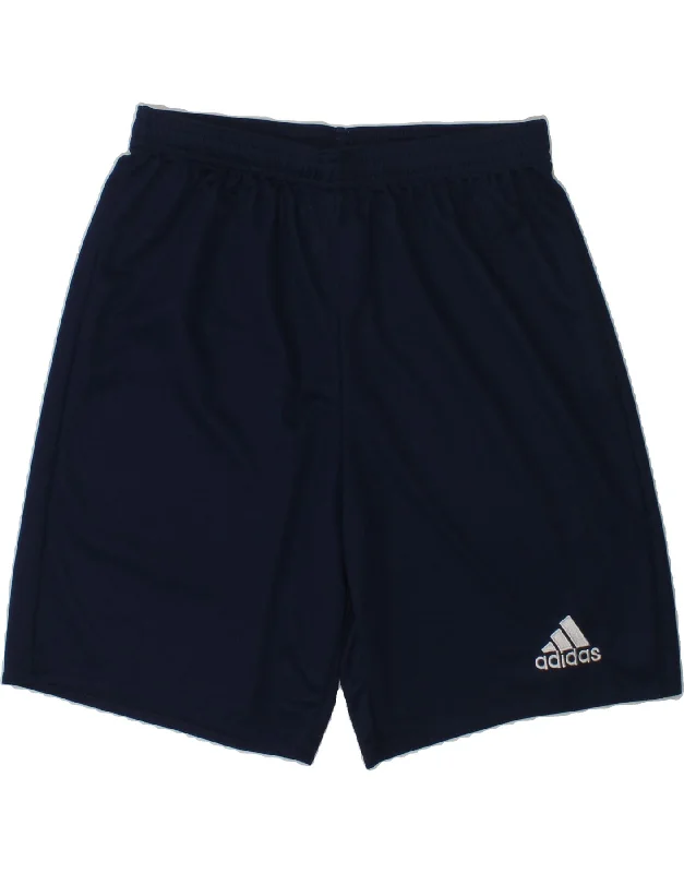 ADIDAS Boys Climalite Sport Shorts 13-14 Years Navy Blue Polyester