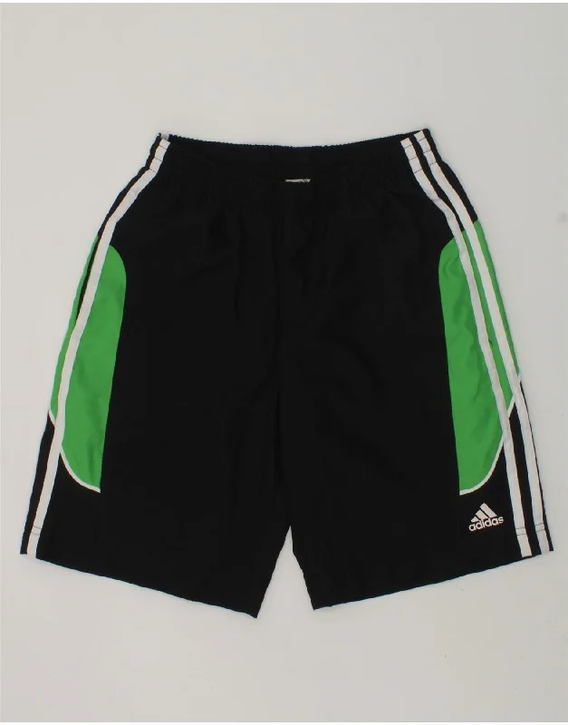 ADIDAS Boys Climalite Sport Shorts 9-10 Years Black Colourblock Polyester