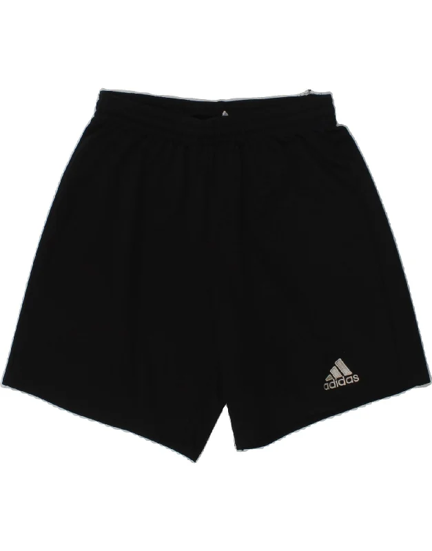 ADIDAS Boys Climalite Sport Shorts 9-10 Years Black Polyester