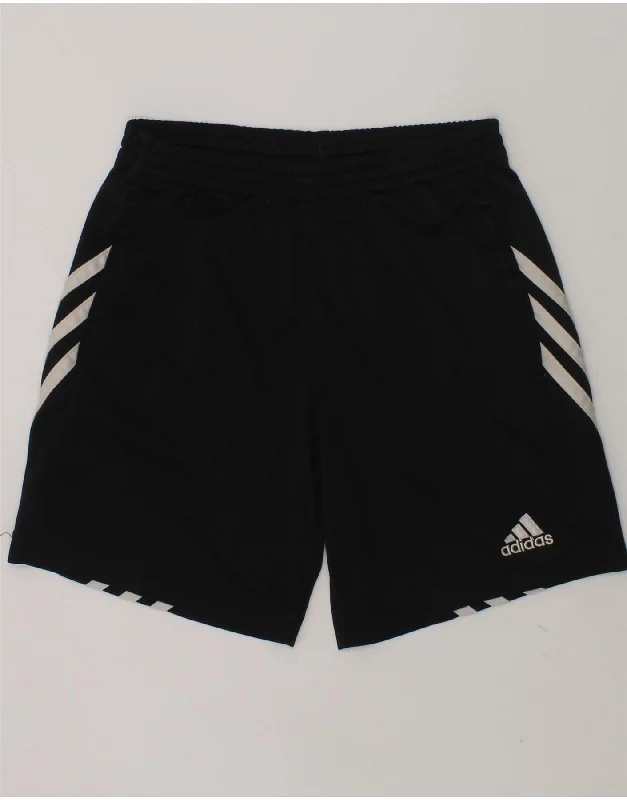 ADIDAS Boys Climalite Sport Shorts 9-10 Years Black Polyester