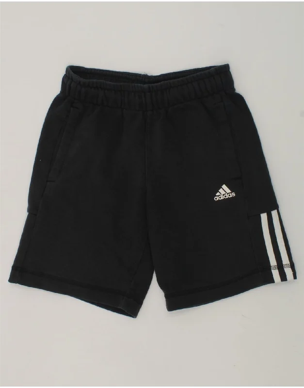 ADIDAS Boys Climalite Sport Shorts 9-10 Years Grey Cotton