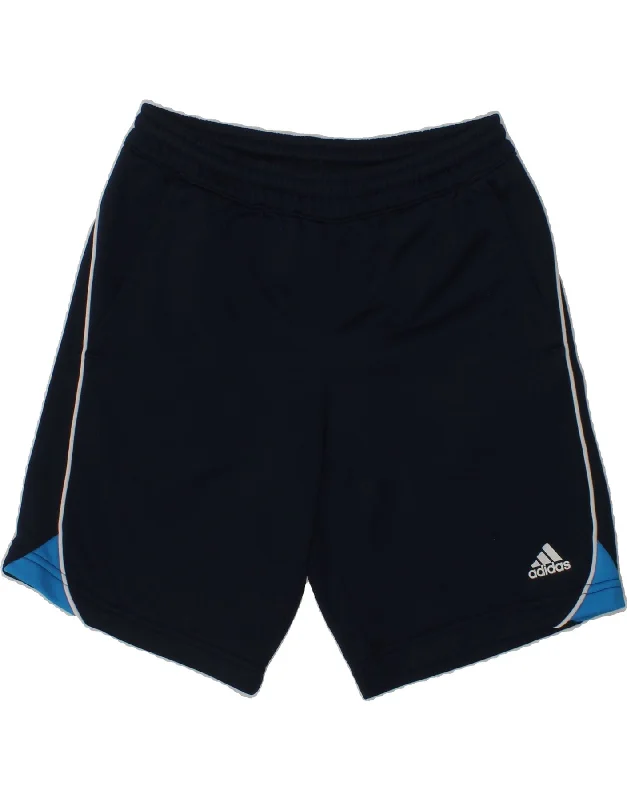 ADIDAS Boys Climalite Sport Shorts 9-10 Years Navy Blue