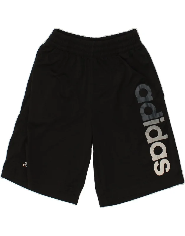 ADIDAS Boys Graphic Sport Shorts 10-11 Years Medium Black Polyester