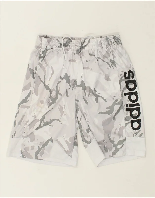 ADIDAS Boys Graphic Sport Shorts 10-11 Years Medium Grey Camouflage