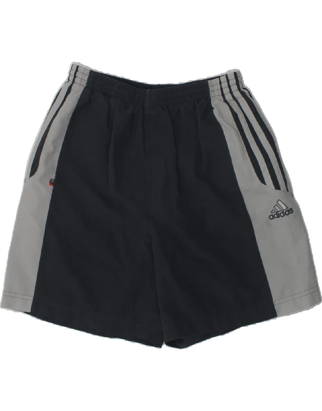 ADIDAS Boys Graphic Sport Shorts 11-12 Years Grey Colourblock Polyester