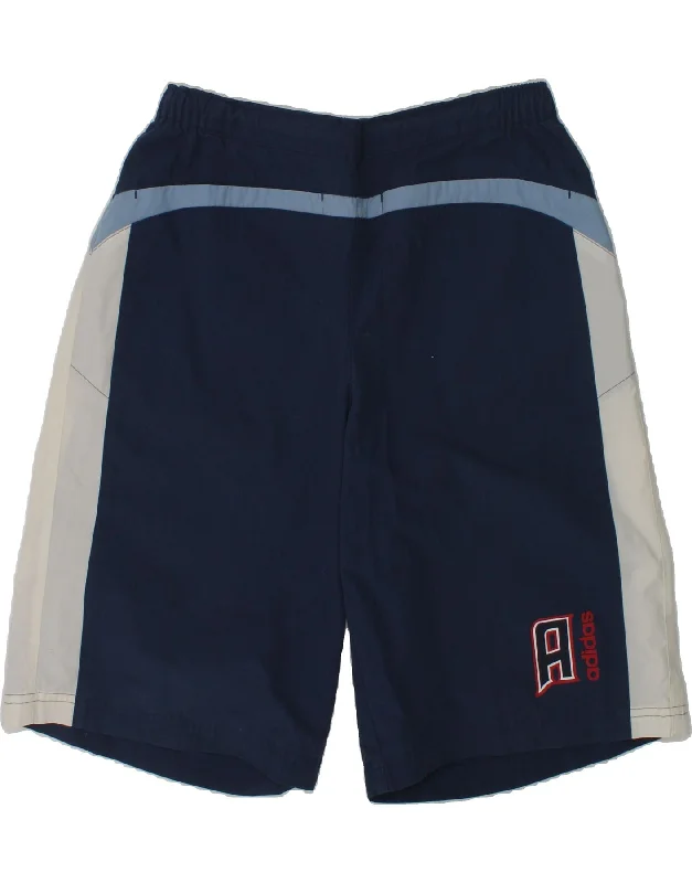 ADIDAS Boys Graphic Sport Shorts 11-12 Years Navy Blue Colourblock