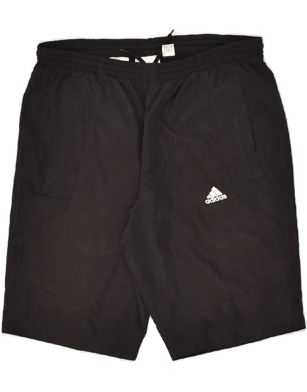 ADIDAS Boys Graphic Sport Shorts 13-14 Years Black Polyester