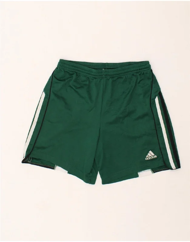 ADIDAS Boys Graphic Sport Shorts 13-14 Years Green Colourblock Polyester