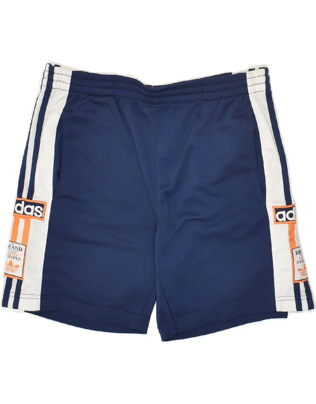 ADIDAS Boys Graphic Sport Shorts 13-14 Years Navy Blue Colourblock