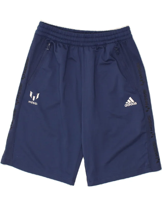 ADIDAS Boys Graphic Sport Shorts 13-14 Years Navy Blue Polyester