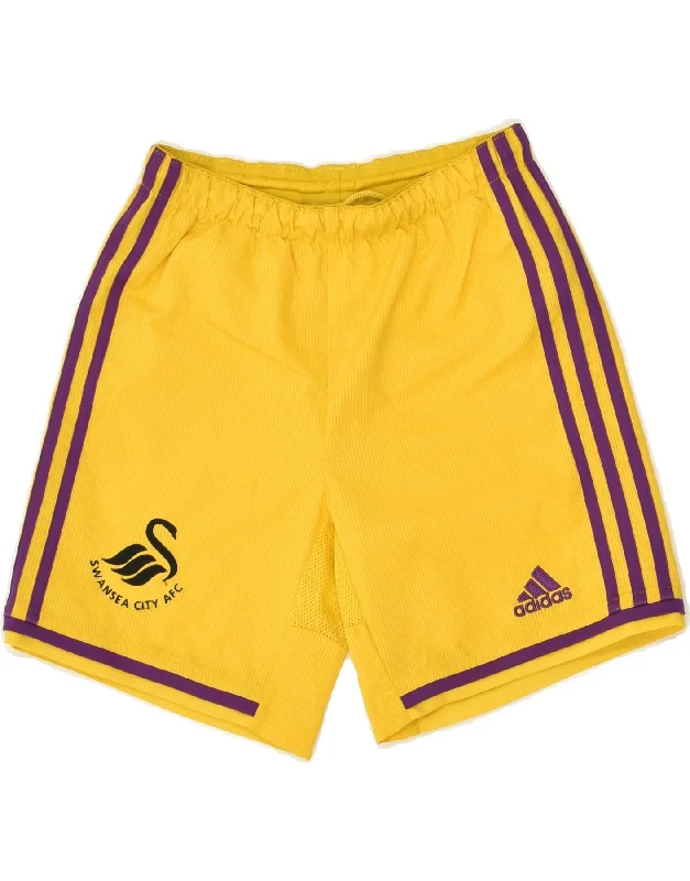 ADIDAS Boys Graphic Sport Shorts 9-10 Years Medium Yellow Polyester