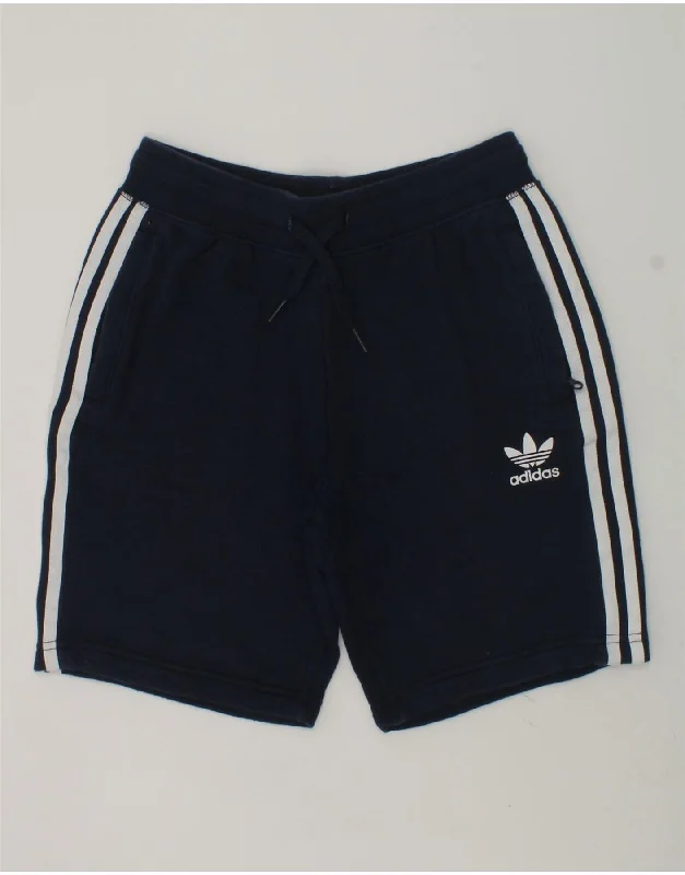 ADIDAS Boys Sport Shorts 11-12 Years Navy Blue Cotton