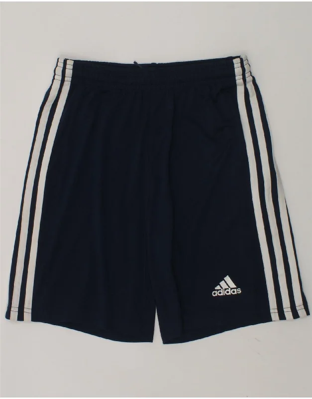 ADIDAS Boys Sport Shorts 11-12 Years Navy Blue Polyester