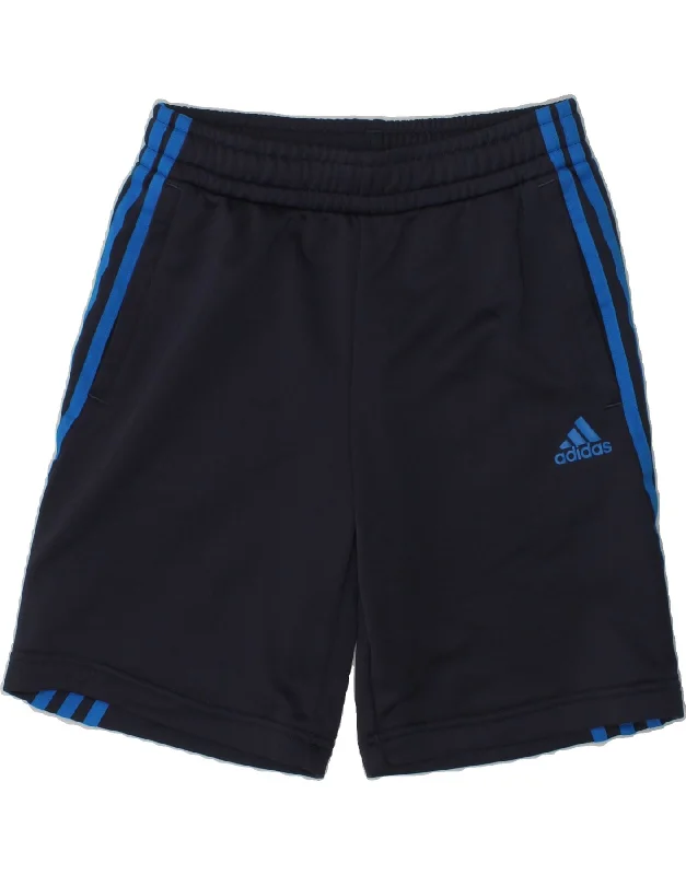 ADIDAS Boys Sport Shorts 11-12 Years Navy Blue Polyester