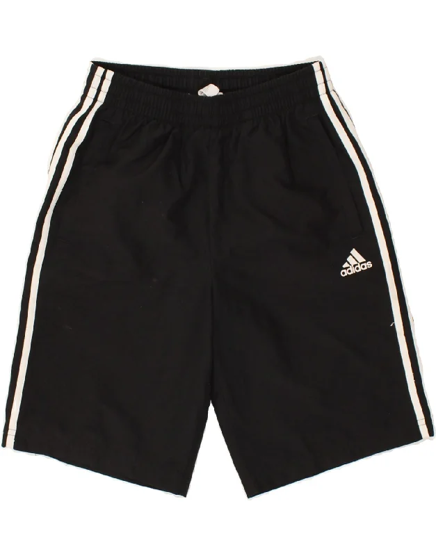 ADIDAS Boys Sport Shorts 13-14 Years Black Polyester