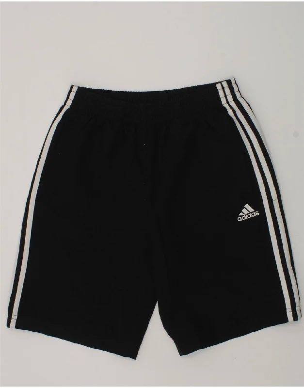 ADIDAS Boys Sport Shorts 13-14 Years Black Polyester