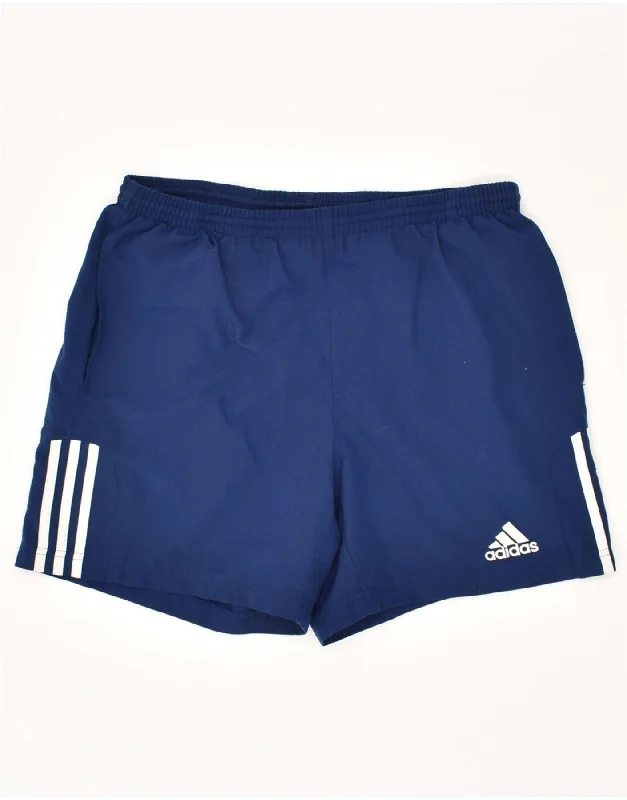 ADIDAS Boys Sport Shorts 15-16 Years Navy Blue Polyester