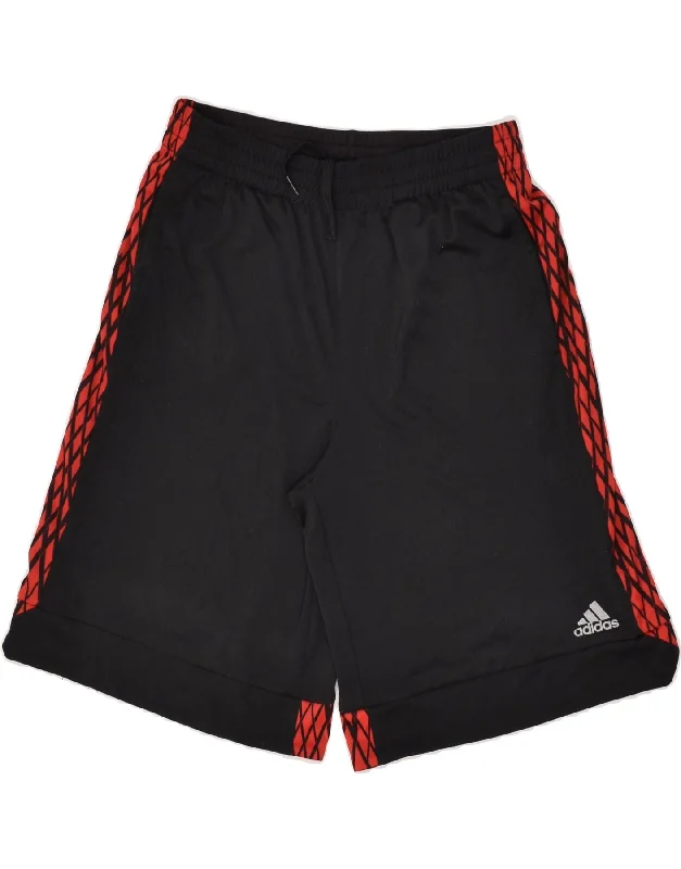 ADIDAS Boys Sport Shorts 15-16 Years XL Black Colourblock Polyester