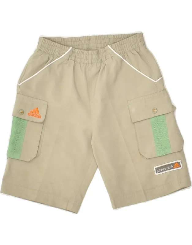 ADIDAS Boys Sport Shorts 4-5 Years Beige Polyester