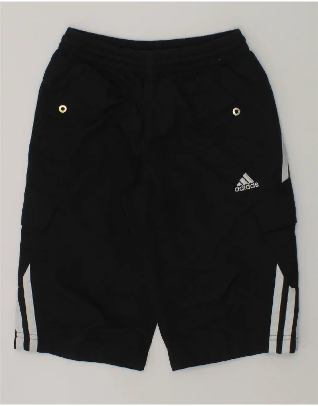 ADIDAS Boys Sport Shorts 5-6 Years Black Polyester