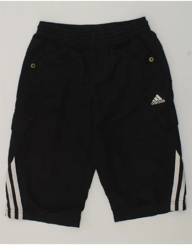 ADIDAS Boys Sport Shorts 7-8 Years Black Polyester