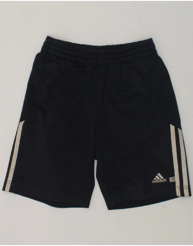 ADIDAS Boys Sport Shorts 7-8 Years Navy Blue Polyester