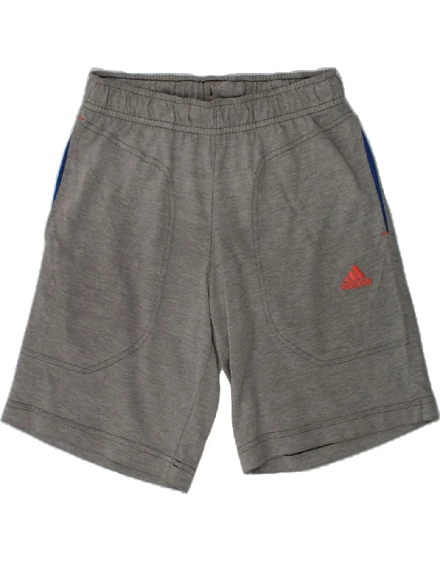 ADIDAS Boys Sport Shorts 9-10 Years Grey Cotton