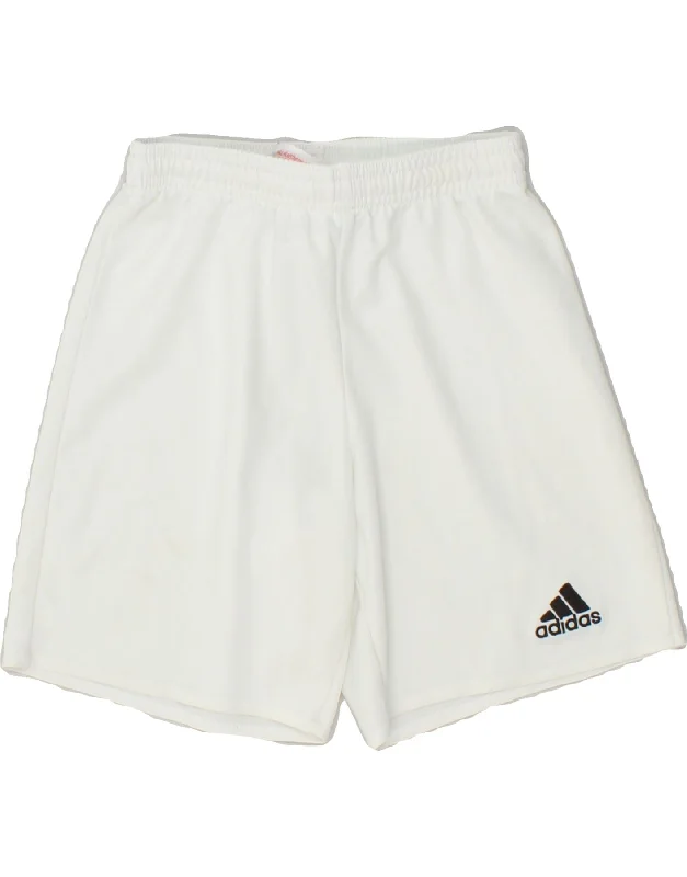 ADIDAS Boys Sport Shorts 9-10 Years Off White Polyester