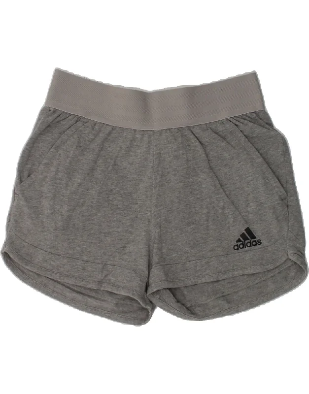 ADIDAS Girls Sport Shorts 13-14 Years Grey Cotton