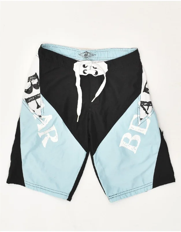 BEAR Boys Graphic Swimming Shorts 7-8 Years Medium Black Colourblock