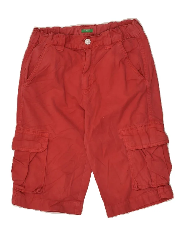 BENETTON Boys Cargo Shorts 11-12 Years 2XL W24  Red Cotton