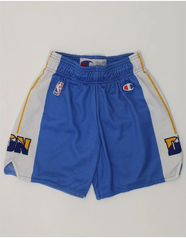 CHAMPION Boys NBA Graphic Sport Shorts 9-10 Years Medium Blue Colourblock