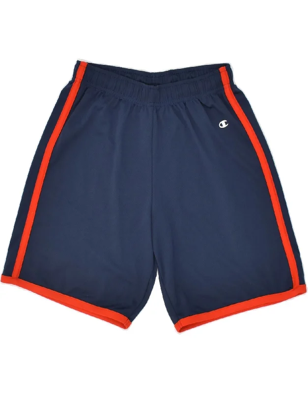 CHAMPION Boys Sport Shorts 11-12 Years Large Navy Blue Polyester