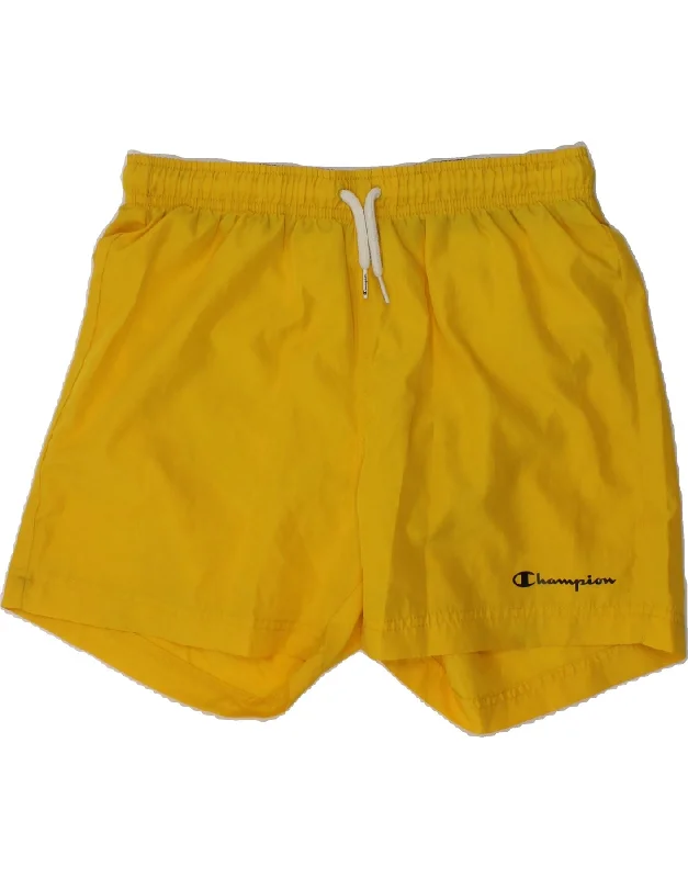 CHAMPION Boys Sport Shorts 13-14 Years XL Yellow Polyester