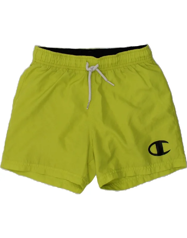 CHAMPION Boys Sport Shorts 7-8 Years Small Green Polyester