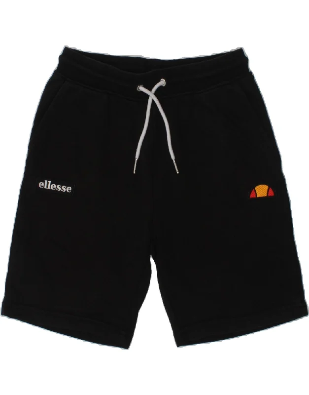 ELLESSE Boys Sport Shorts 9-10 Years Black Cotton