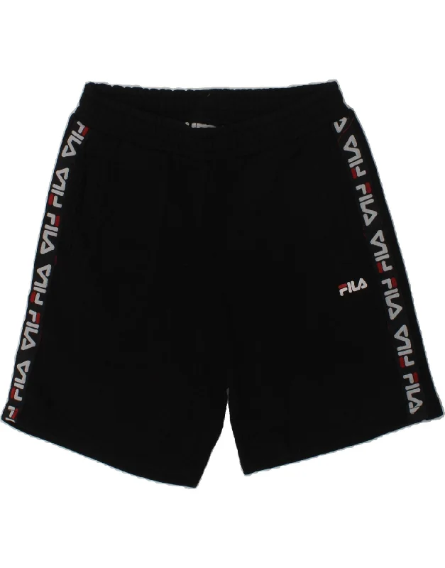 FILA Boys Graphic Sport Shorts 11-12 Years Black Cotton