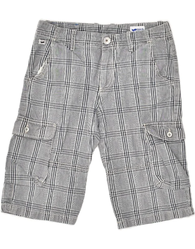 GAS Boys Cargo Shorts 11-12 Years W26  Grey Check Cotton