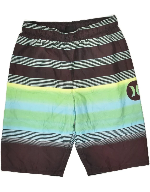 HURLEY Boys Graphic Sport Shorts 14-15 Years Large Brown Colourblock