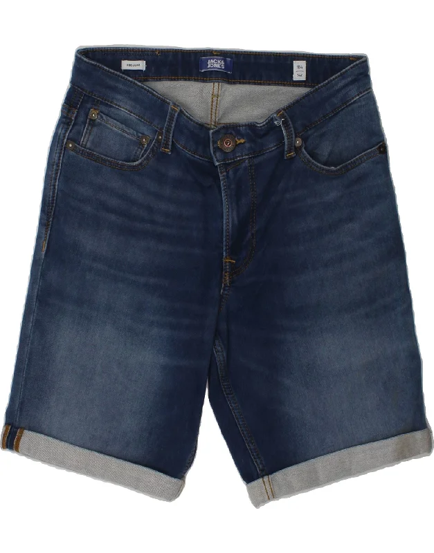 JACK & JONES Boys Regular Denim Shorts 13-14 Years W28 Navy Blue Cotton