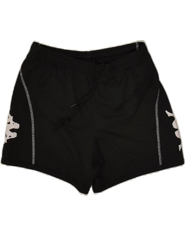 KAPPA Boys Graphic Sport Shorts 13-14 Years Black Polyester