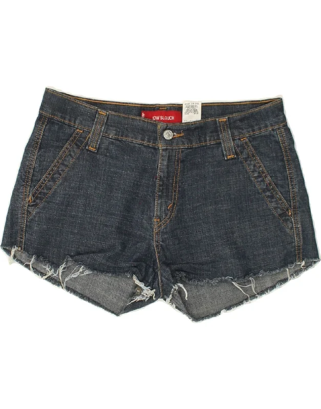 LEVI'S Girls Low Slouch Denim Shorts 10-11 Years W32 Blue Cotton