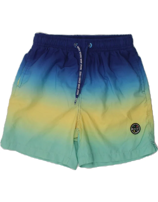 MAUI AND SONS Boys Swimming Shorts 7-8 Years Blue Colourblock