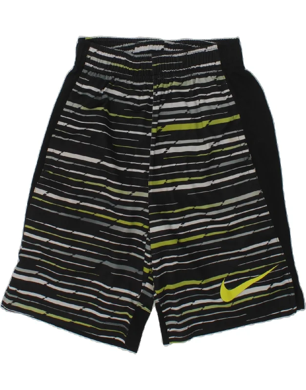 NIKE Boys Dri Fit Sport Shorts 5-6 Years Small Black Striped Polyester