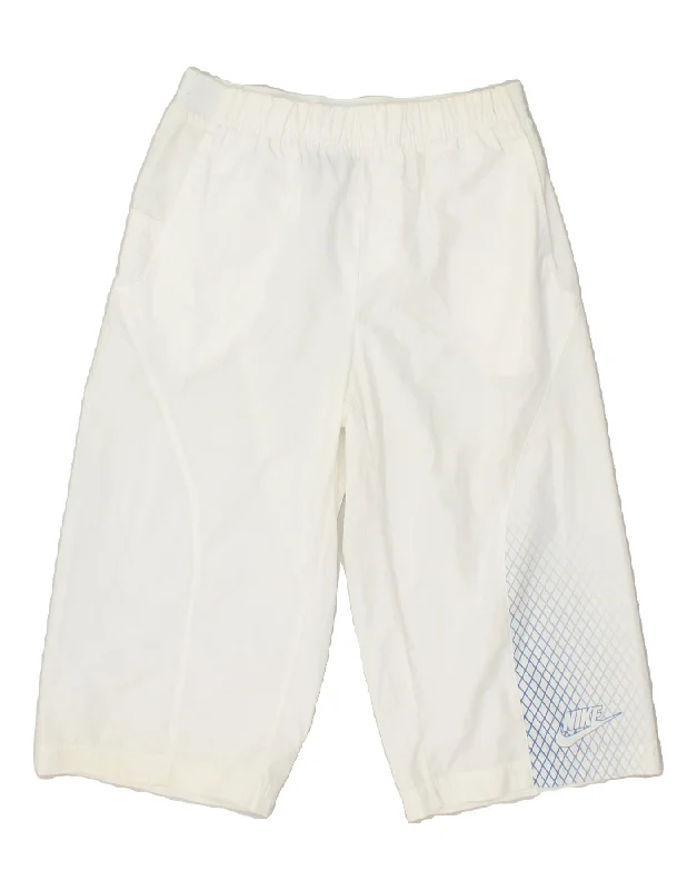 NIKE Boys Graphic Bermuda Sport Shorts 13-14 Years XL White Polyester