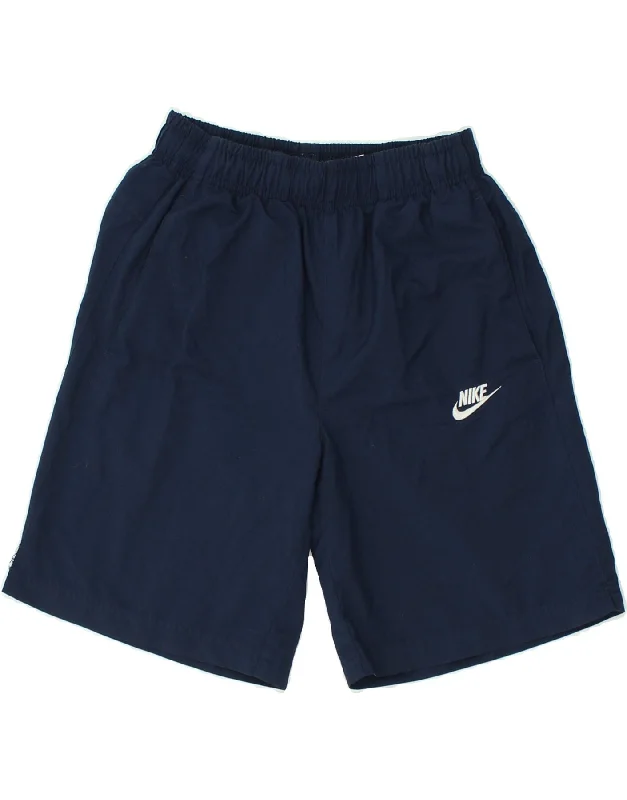 NIKE Boys Graphic Sport Shorts 12-13 Years Large Navy Blue Polyester