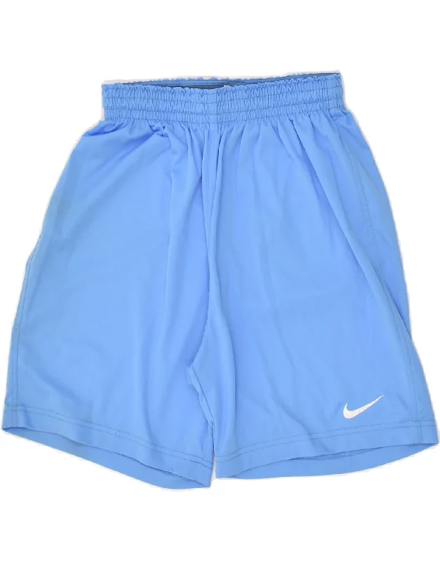 NIKE Boys Sport Shorts 15-16 Years Small Blue Polyester